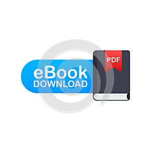 Download book. E-book marketing, content marketing, ebook download. Vector illustration. photo